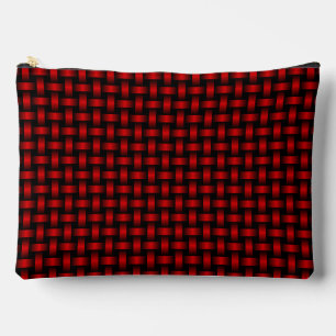 Red Black Weave Pattern Large Accessory Pouch