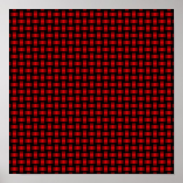 Red Black Weave Pattern Poster (Front)