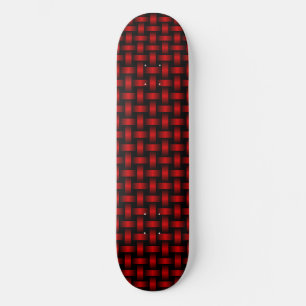 Red Black Weave Pattern Skateboard