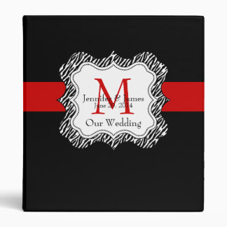 Red Black Wedding Planner Binders Zebra Print