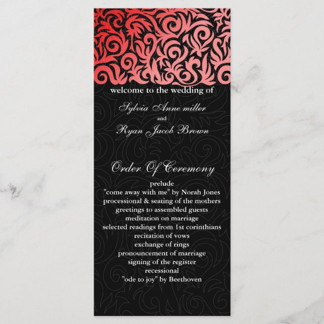 red black Wedding program (Front)