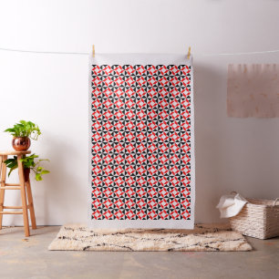 Red Black White abstract geometric pattern Fabric