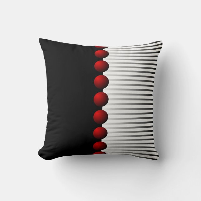 Red Black White and Grey Abstract Throw Pillow (Front)