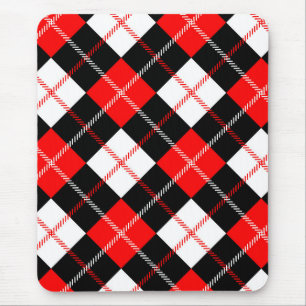 Red Black White Argyle Plaid Mouse Pad