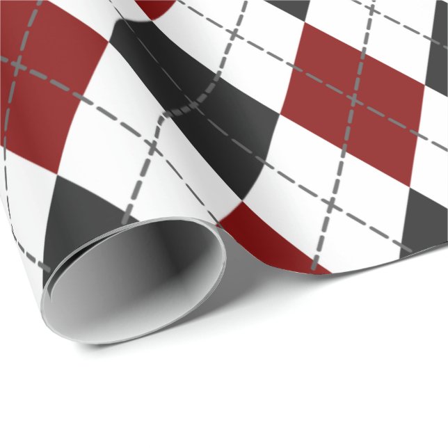 red black white argyle plaid wrapping paper (Roll Corner)