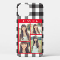 Red Black White Buffalo Plaid Selfie Photo Collage