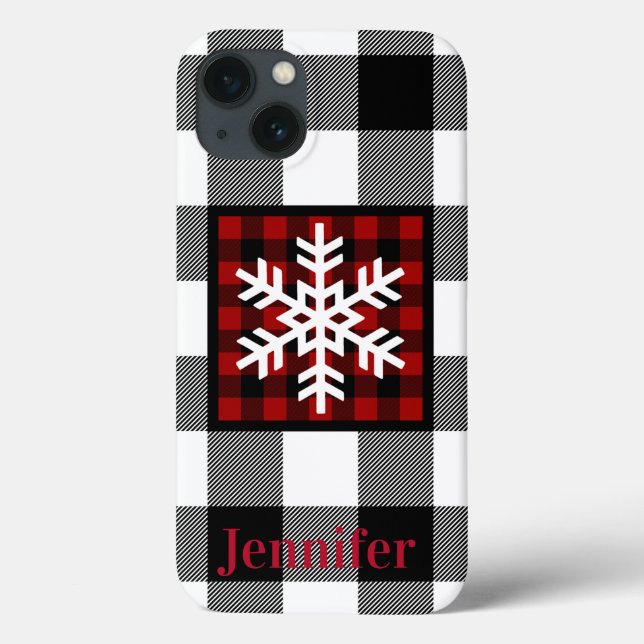 Red, Black, White Buffalo Plaid, Snowflake Case-Ma Case-Mate iPhone Case (Back)