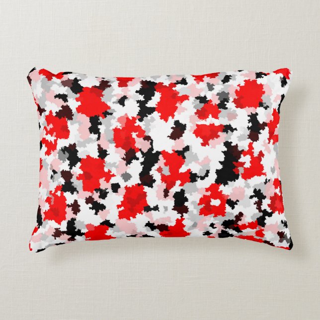 Red Black White Camo Abstract Design  Accent Pillow (Front)