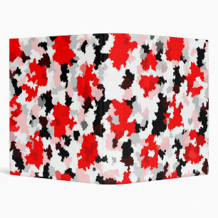 Red Black White Camo Abstract Design  Binder
