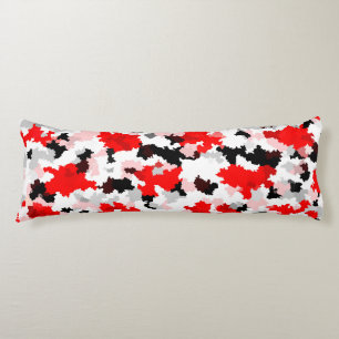 Red Black White Camo Abstract Design  Body Pillow