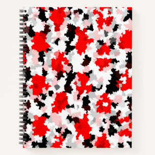 Red Black White Camo Abstract Design  Notebook