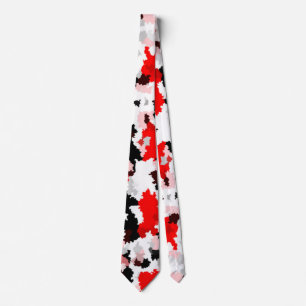 Red Black White Camo Abstract Design Tie