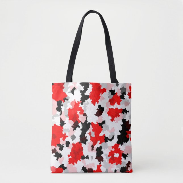 Red Black White Camo Abstract Design  Tote Bag (Front)