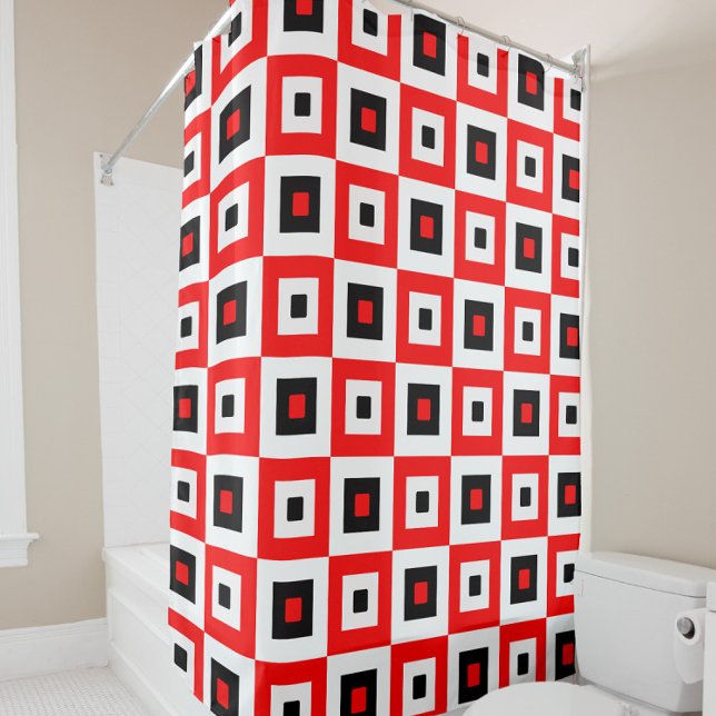 Red Black White Checkered Squares Pattern Design (Creator Uploaded)