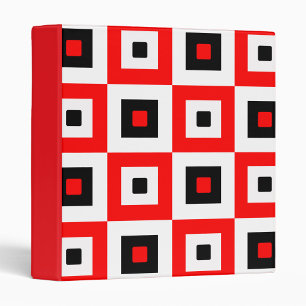 Red Black White Checkered Squares Pattern Design Binder