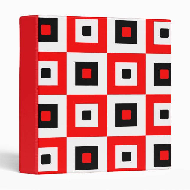 Red Black White Checkered Squares Pattern Design Binder (Creator Uploaded)