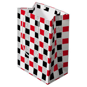 red black & white Chequerboard classic decorative Medium Gift Bag