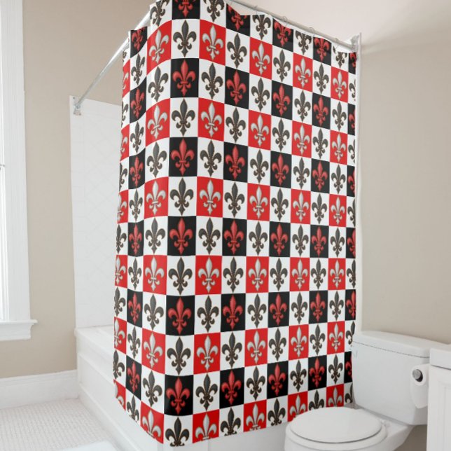 Red Black White Chequered Fleur-de-lis Design  (Creator Uploaded)