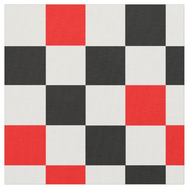 Red Black White Chequered Pattern Design  Fabric (Close Up)