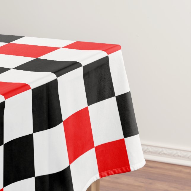Red Black White Chequered Pattern Design  Tablecloth (In Situ)