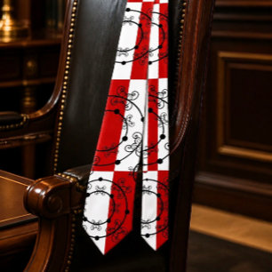 Red, Black & White   Concentric Circles Neck Tie