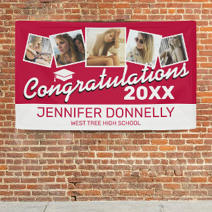 Red Black White Congrats Graduate Banner