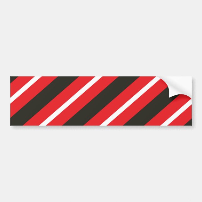 Red Black White Diagonal Lines Geometric Stripes Bumper Sticker (Front)