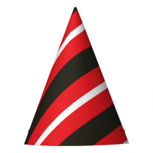 Red Black White Diagonal Lines Geometric Stripes Party Hat