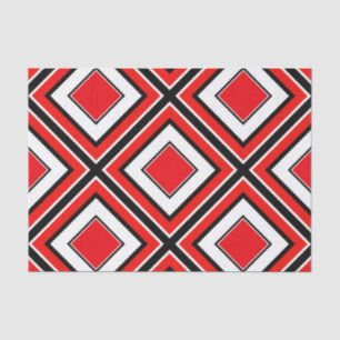 Red Black White Diamond Geometric Tissue Paper