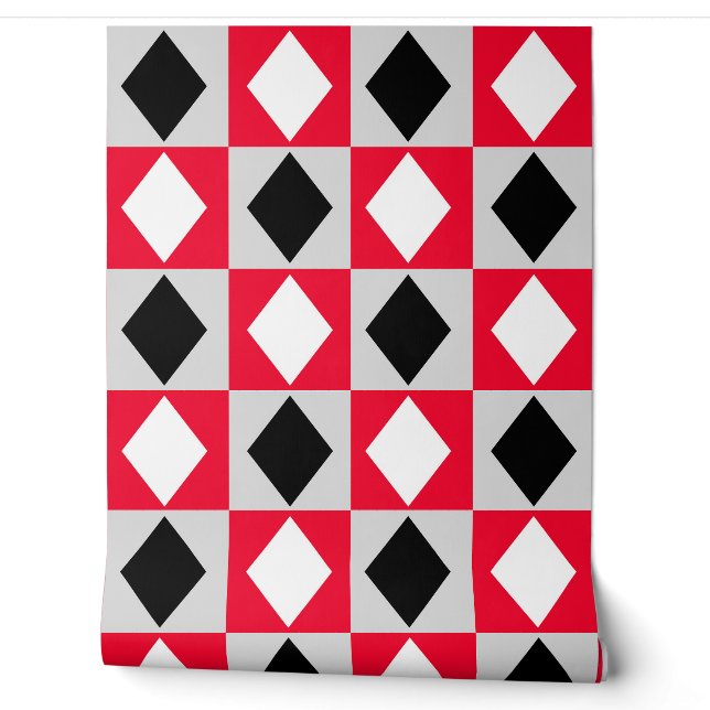  Red Black White Diamond Rhombus  Wallpaper (Unrolling)
