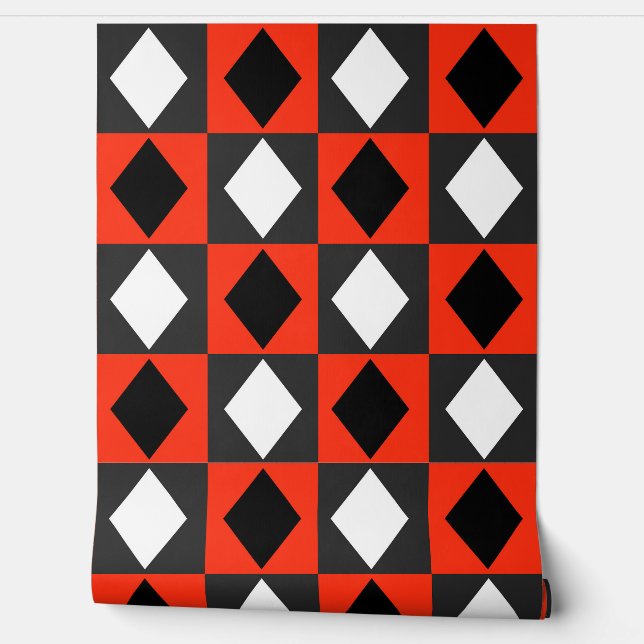  Red Black White Diamond Rhombus  Wallpaper (Unrolling)