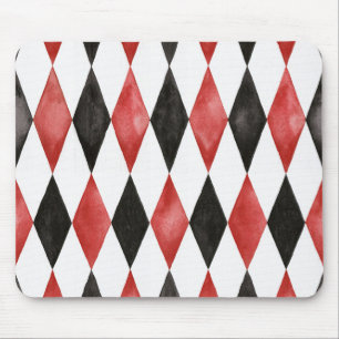 Red Black White Diamond Shape Mouse Pad