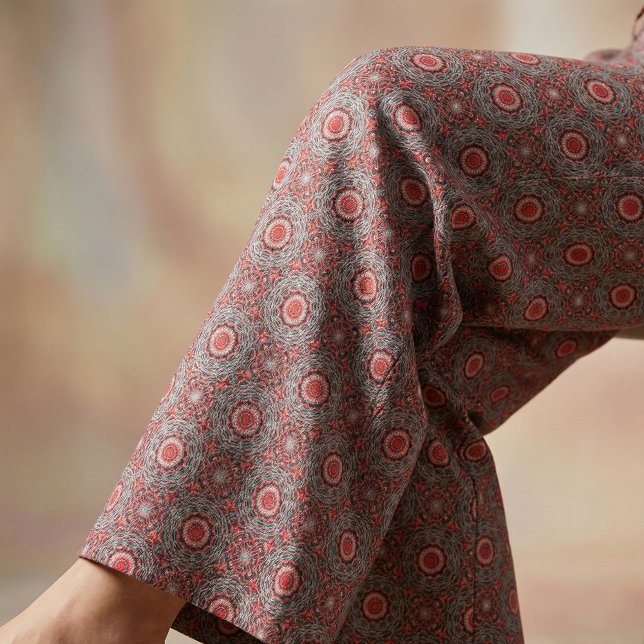 Red Black White Ethnic Bohemian Folk Art Mandala Fabric (Creator Uploaded)