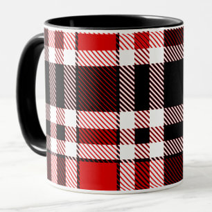Red Black White Flannel Tartan Pattern Design Mug