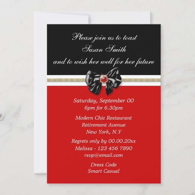 Red black white formal PERSONALIZE Invitation (Front)