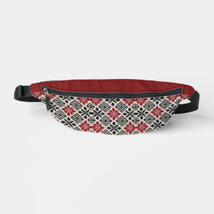 Red Black White Geometric Keffiyeh Folk Pattern Fanny Pack