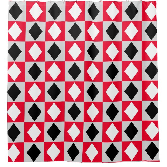 Red Black White Geometric Rhombus Diamond (Front)