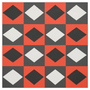 Red Black White Geometric Rhombus Diamond Fabric