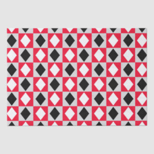Red Black White Geometric Rhombus Diamond Tissue Paper