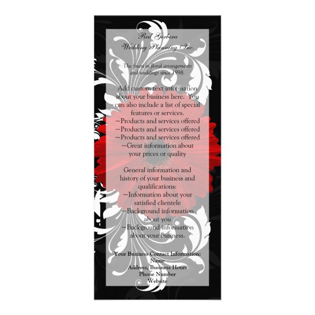 Red, Black, White Gerbera Daisy Menu, Program (Front)