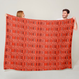 Red Black White Glitter and Stripes Fleece Blanket