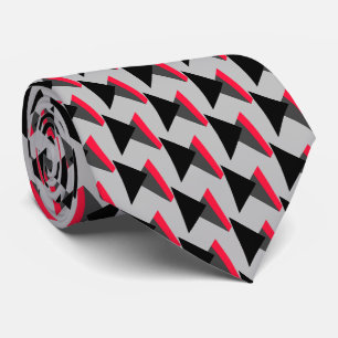 Red Black White Gray Pattern Tie