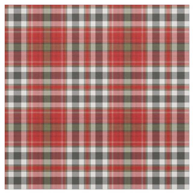 Red Black White Green Grey Tartan Plaid Fabric (Swatch)
