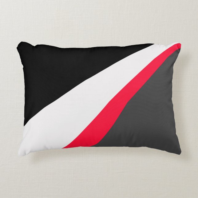Red Black White Grey Pattern Decorative Pillow (Front)