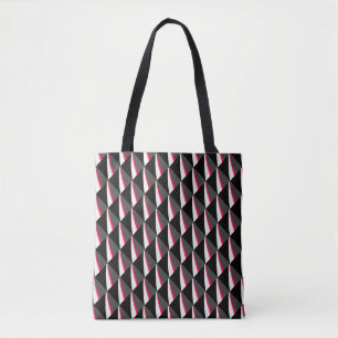 Red Black White Grey Pattern Tote Bag