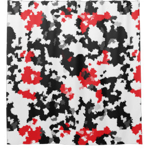 Red Black White Irregular Abstract Design