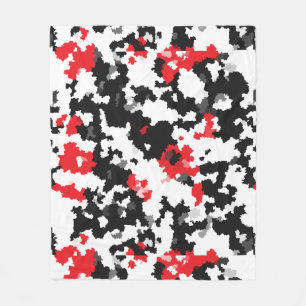 Red Black White Irregular Abstract Design Fleece Blanket