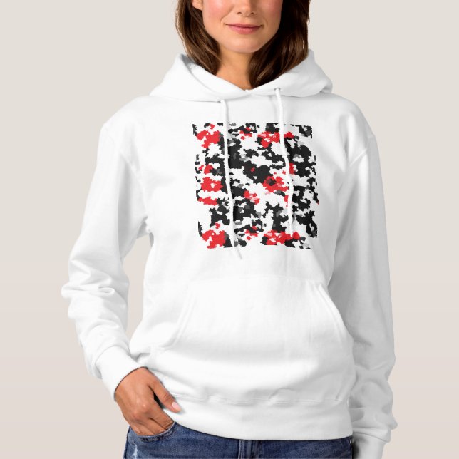 Red Black White Irregular Abstract Design  Hoodie (Front)