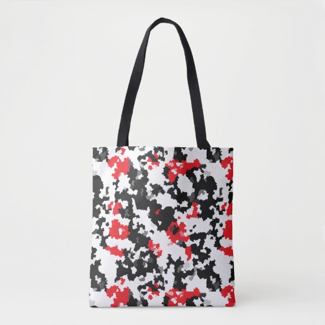 Red Black White Irregular Abstract Design  Tote Bag (Front)