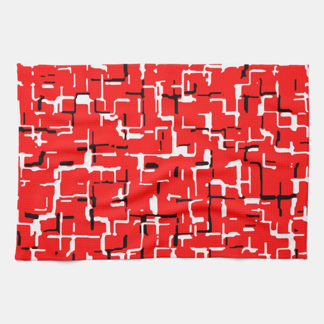 Red Black White Kitchen Towel (Horizontal)